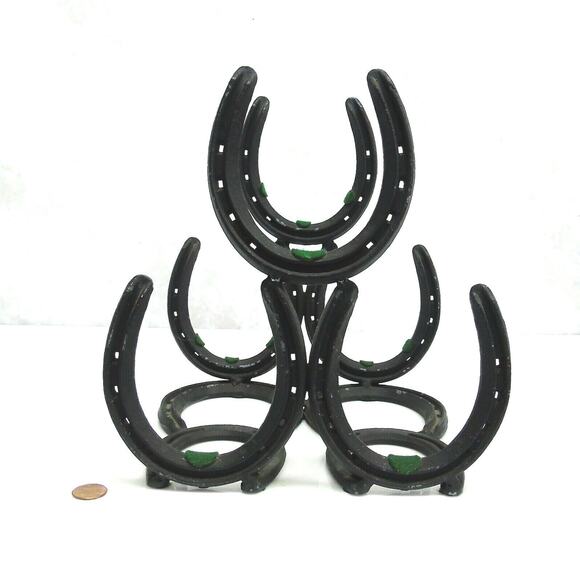Horse Shoe Art Wine Rack 10 Iron Horseshoes Bottle Holder Stand Western Decor - Picture 2 of 6